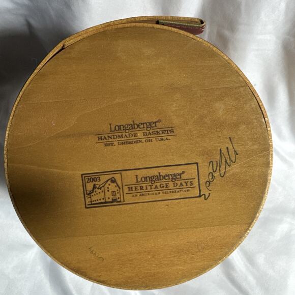 Longaberger 2003 Heritage Days Pail Basket, Liner, Protector USA Handmade EUC - Picture 9 of 12